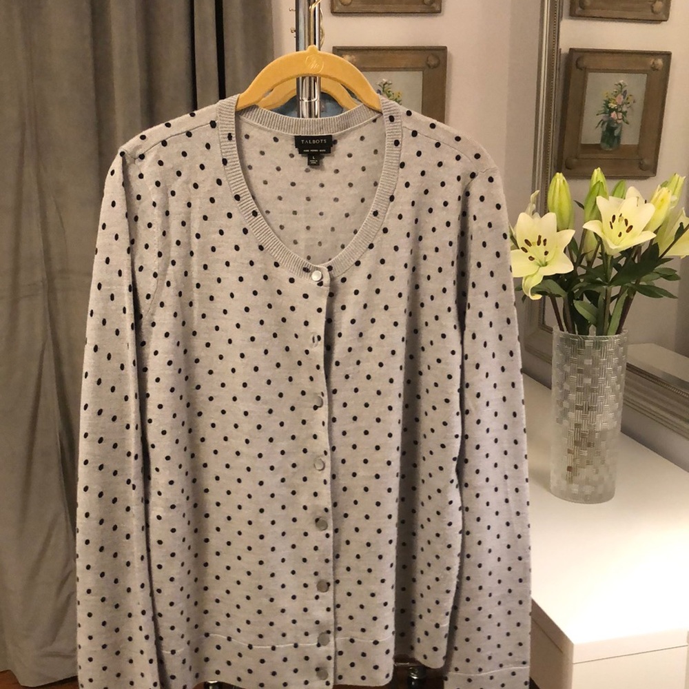 Polka Dot Merino Talbots Cardigan